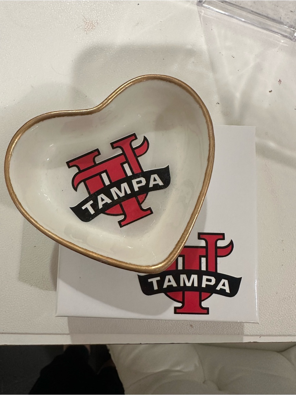 Tampa Heart Trinket Dish with Gold Trim